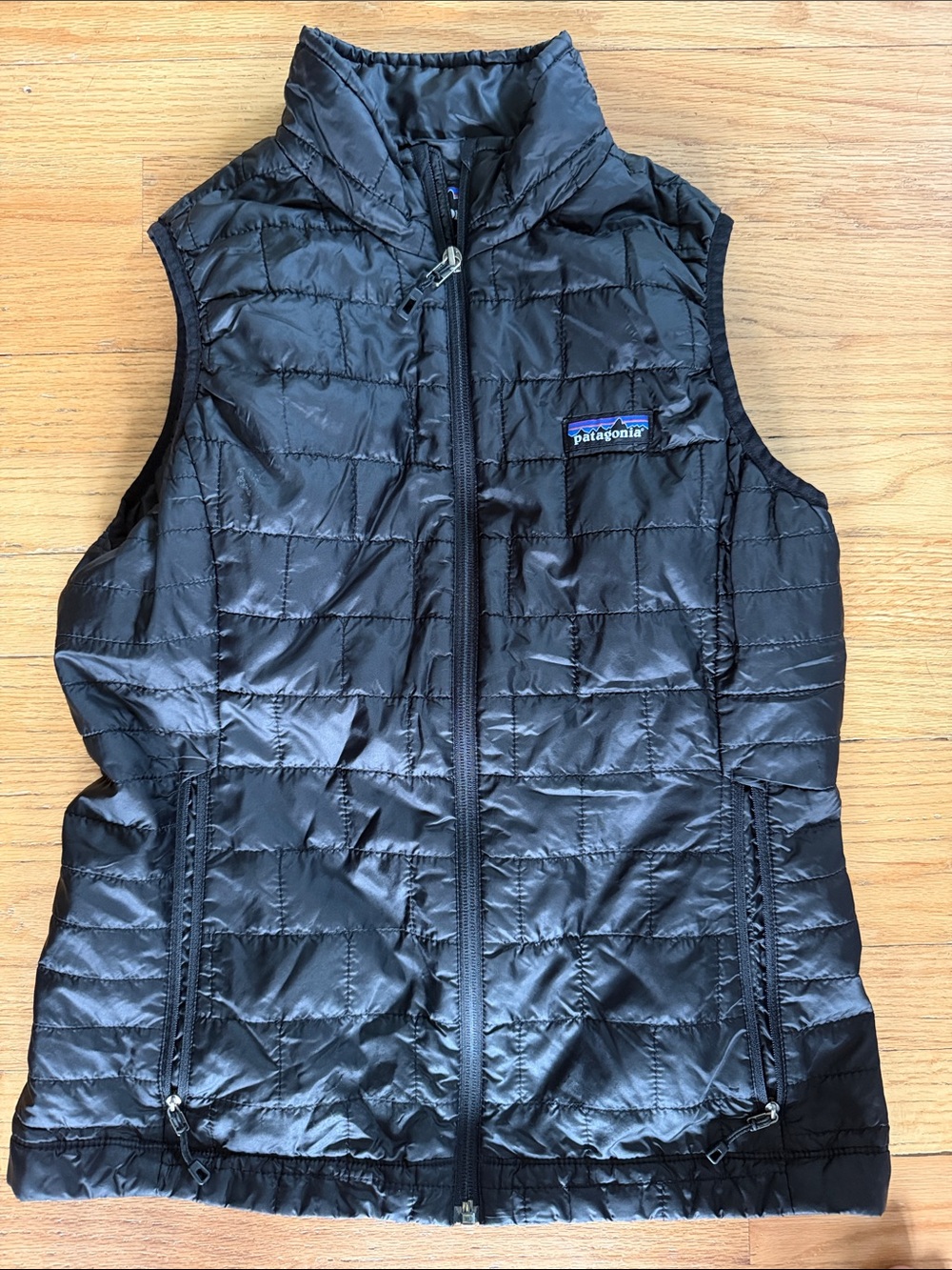 Patagonia Black Quilted Vest with High Collar